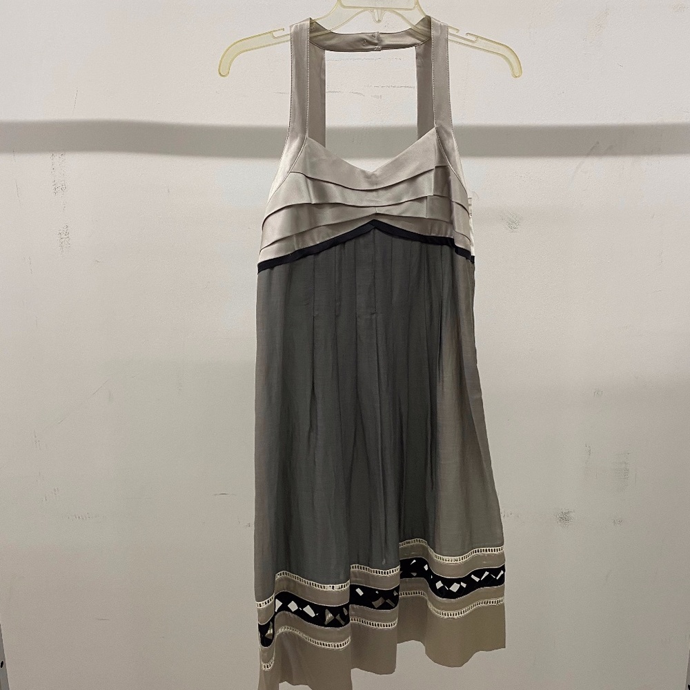Gray Pleated Shift Dress
